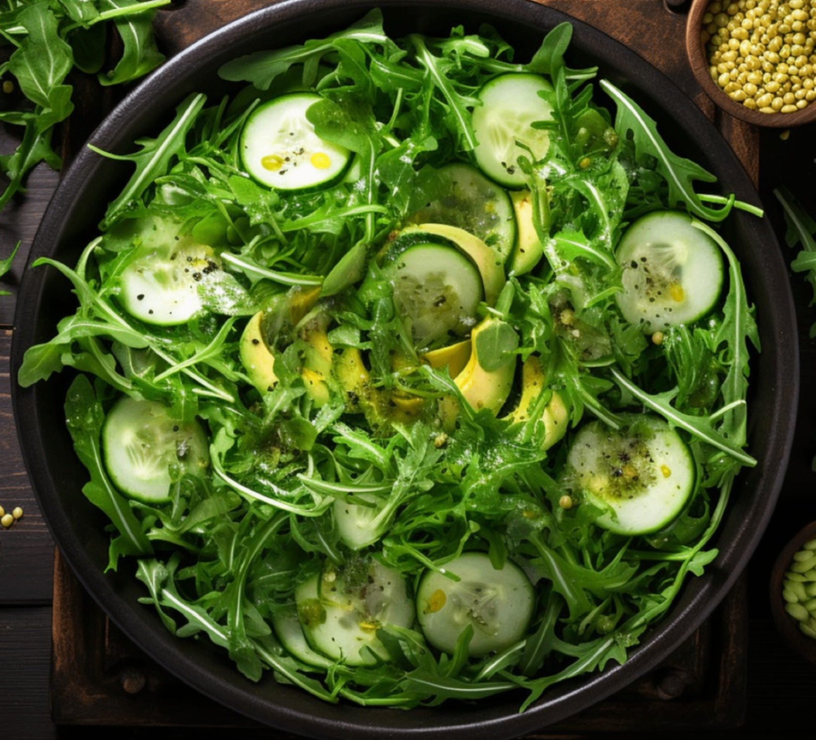 Insalata verde con rucola e cetrioli